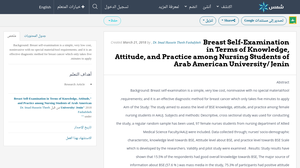Breast Self Examination In Terms Of Knowledge Attitude And Practice Among Nursing Students Of Arab American University Jenin Shms Saudi Oer Network